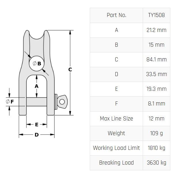 Tylaska H8 2:1 Halyard Shackle
