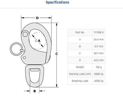 Tylaska CR8 Swivel Bail Snap Shackle